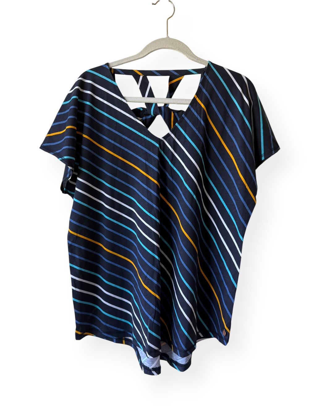 NWT LIVI Lane Bryant Striped Short Sleeve Top Navy 14/16